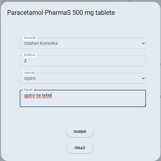 Dodjela lijeka korisniku